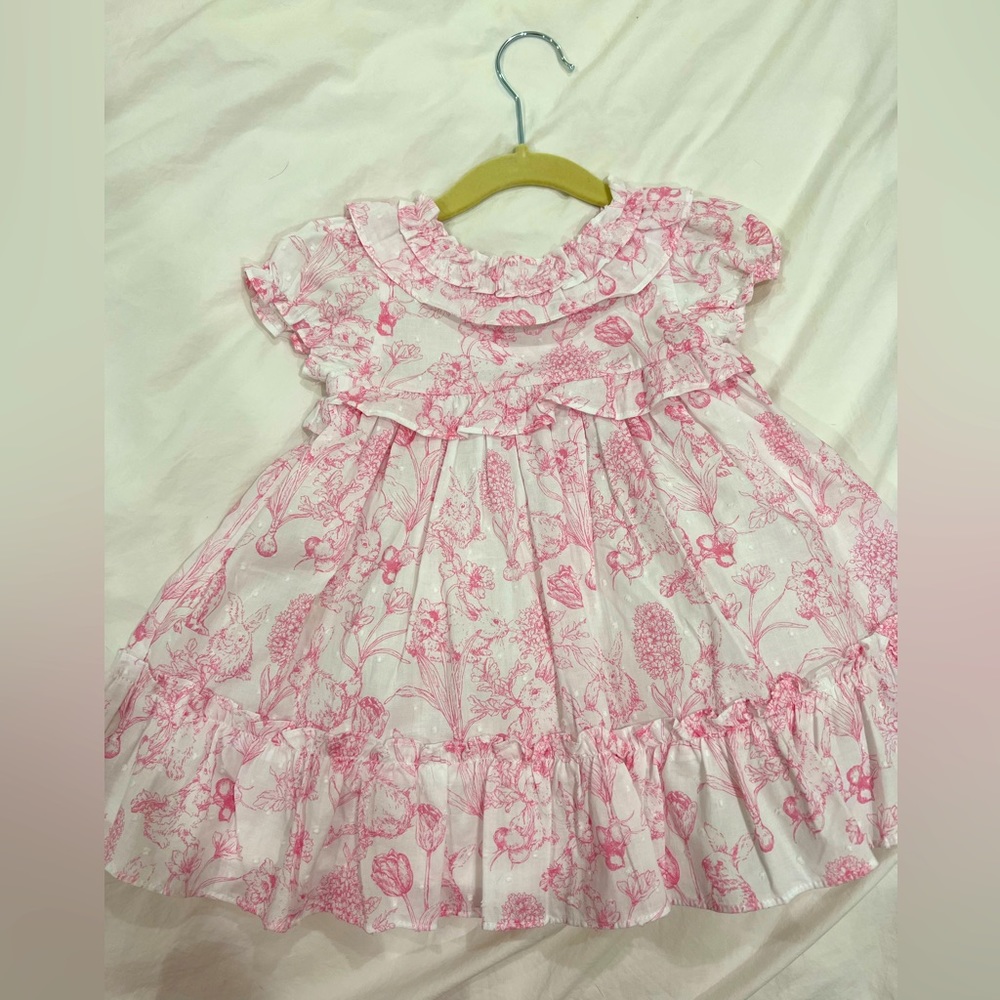 Janie and Jack Pink and White Dress 12-18 months Easter